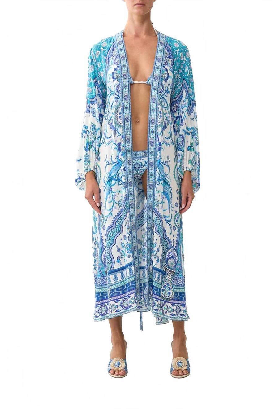 NEW CAMILLA silk blouson sleeve layer coverup in isnik lullaby